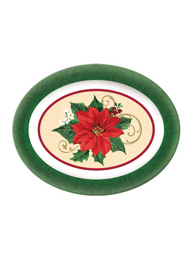 أمسكان طبق كبير بنقشة زهرة البونسيتة