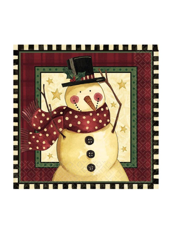 أمسكان طقم مناديل طعام مطبوع عليها رجل ثلج ودود من 16 قطعة