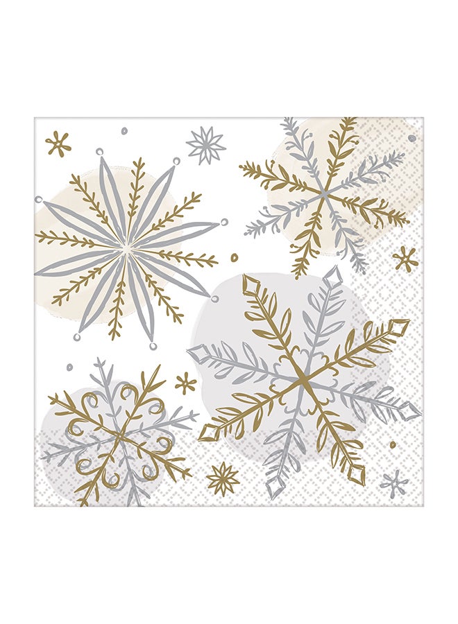 Amscan 16-Piece Shining Snow Printed Beverage Napkin Set