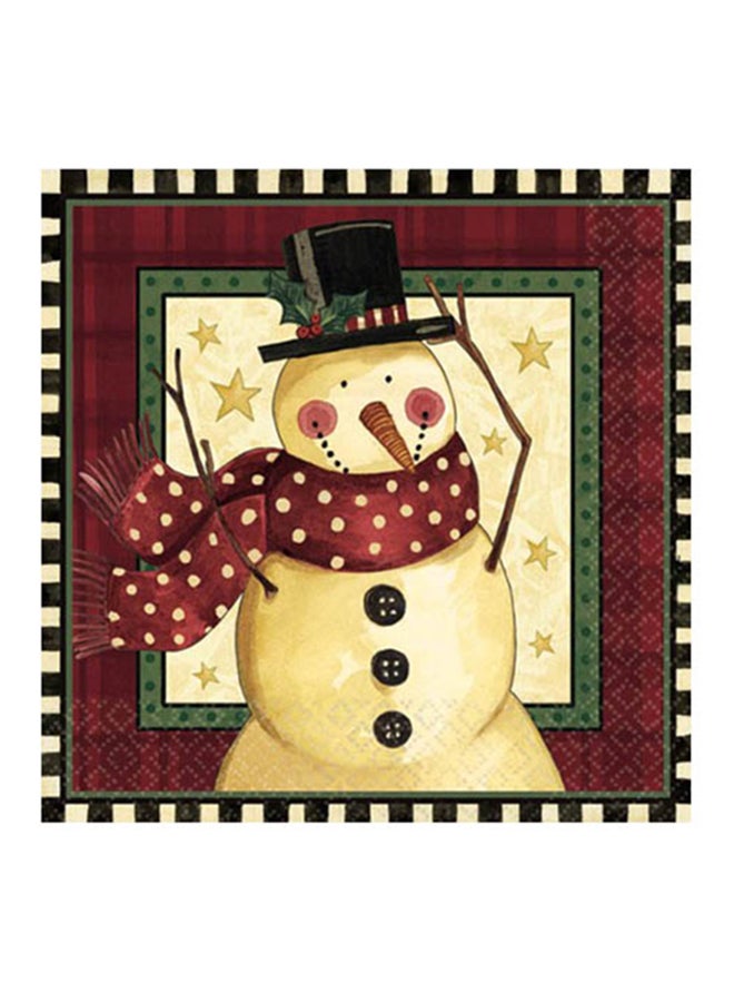 أمسكان طقم مناديل مشروبات مطبوعة برسم رجل الثلج المميز مكون من 16 قطعة