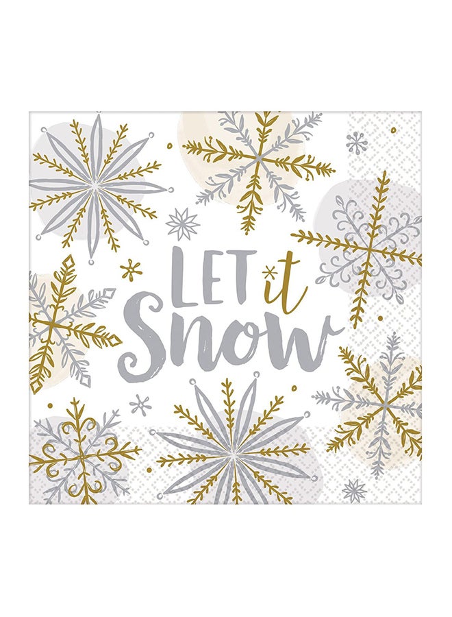 Amscan 16-Piece Shining Snow Printed Lunch Napkin Set