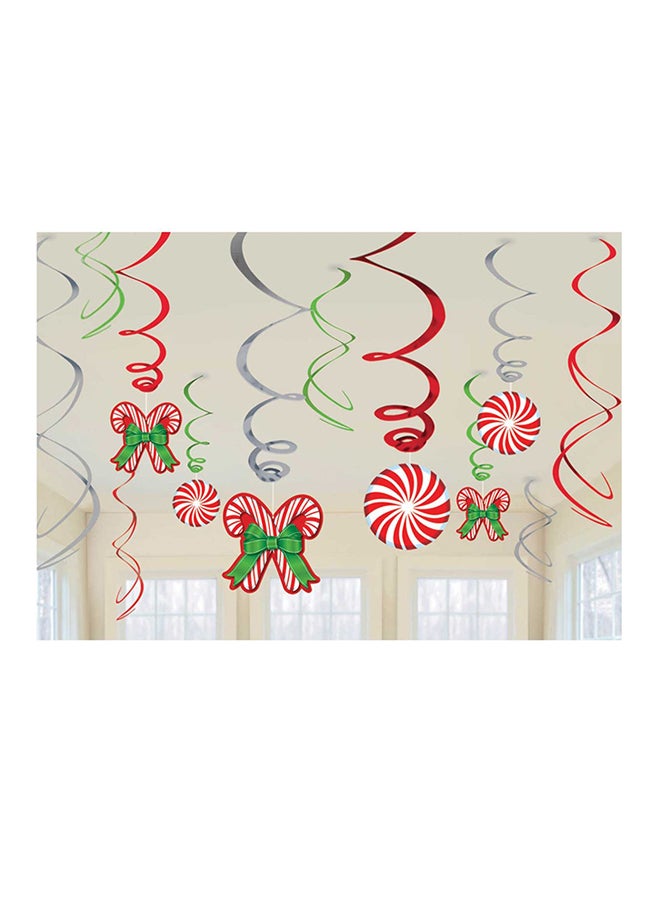 أمسكان زينة عصا الحلوى الملتفة مكونة من 12 قطعة