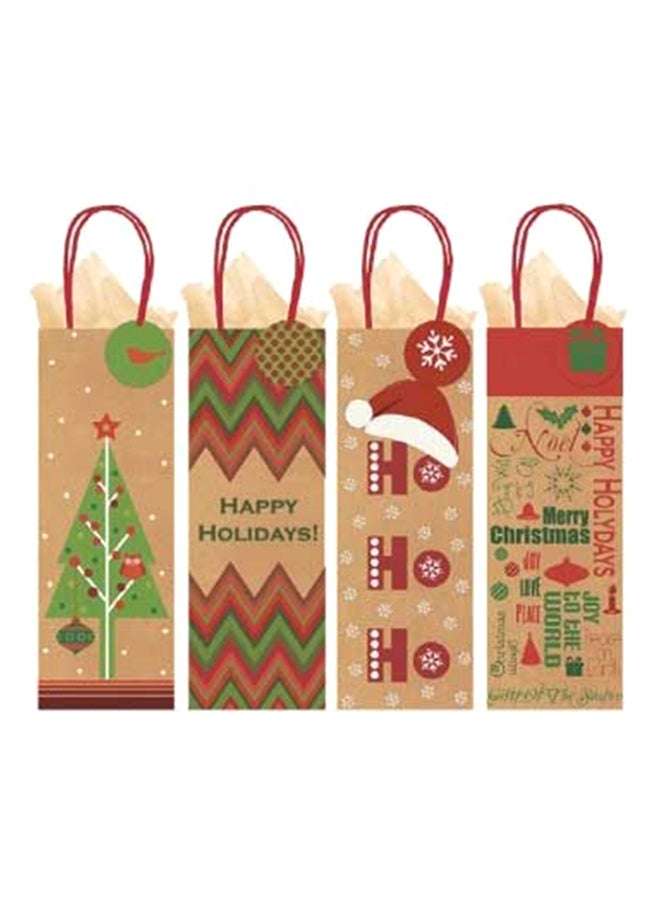 Amscan 4-Piece Kraft Bottle Bag Set 14inch