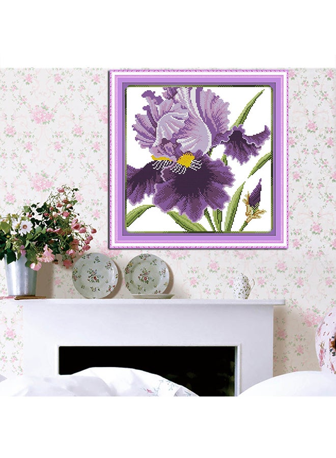 ANSELF DIY Flowers Pattern Needlework Embroidery Kit Purple/White/Green - Image 2