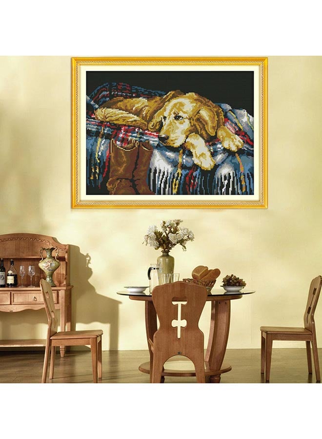 ANSELF DIY Faithful Dog Pattern Needlework Embroidery Kit Brown/Blue/Red - Image 2