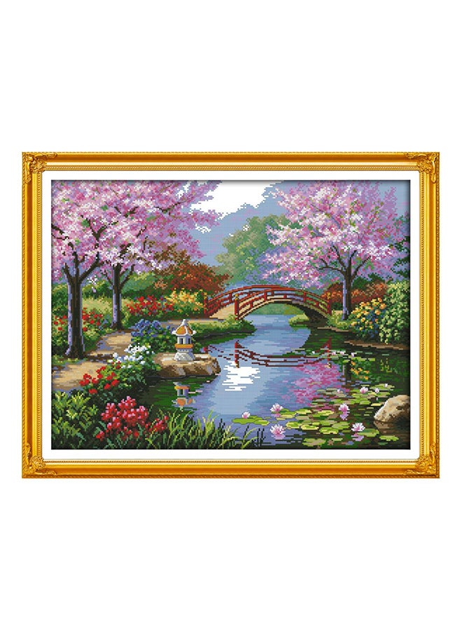 ANSELF DIY Beautiful Scenery Of Park Pattern Needlework Embroidery Kit Purple/Blue/Green
