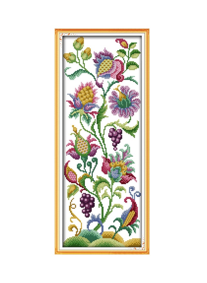 ANSELF DIY Beautiful Flowers Pattern Needlework Embroidery Kit Green/Purple/Yellow - Image 1