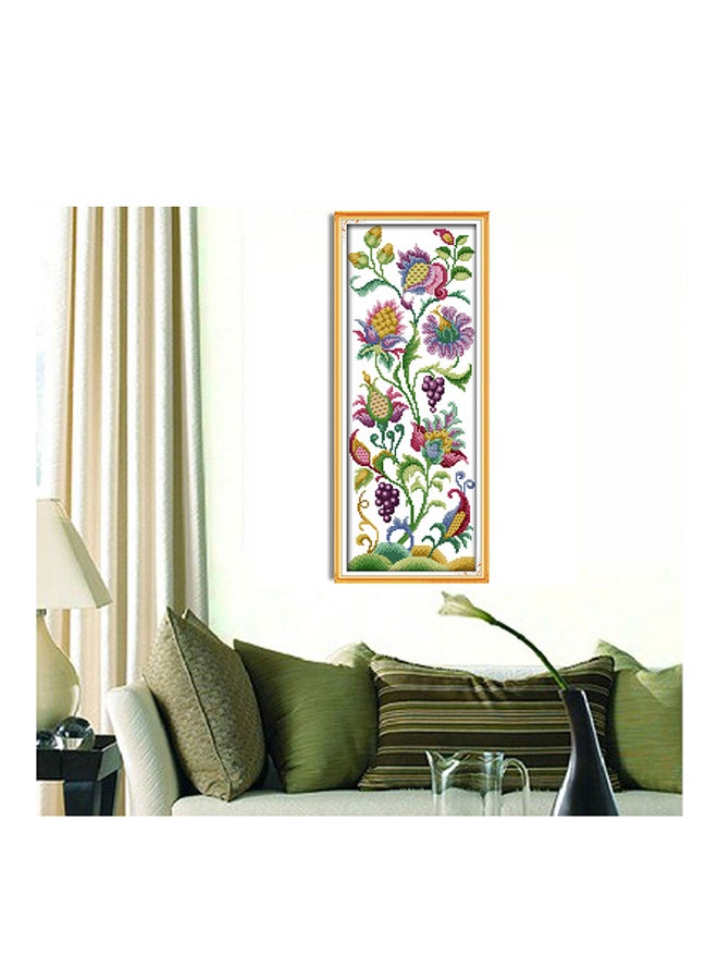 ANSELF DIY Beautiful Flowers Pattern Needlework Embroidery Kit Green/Purple/Yellow - Image 2