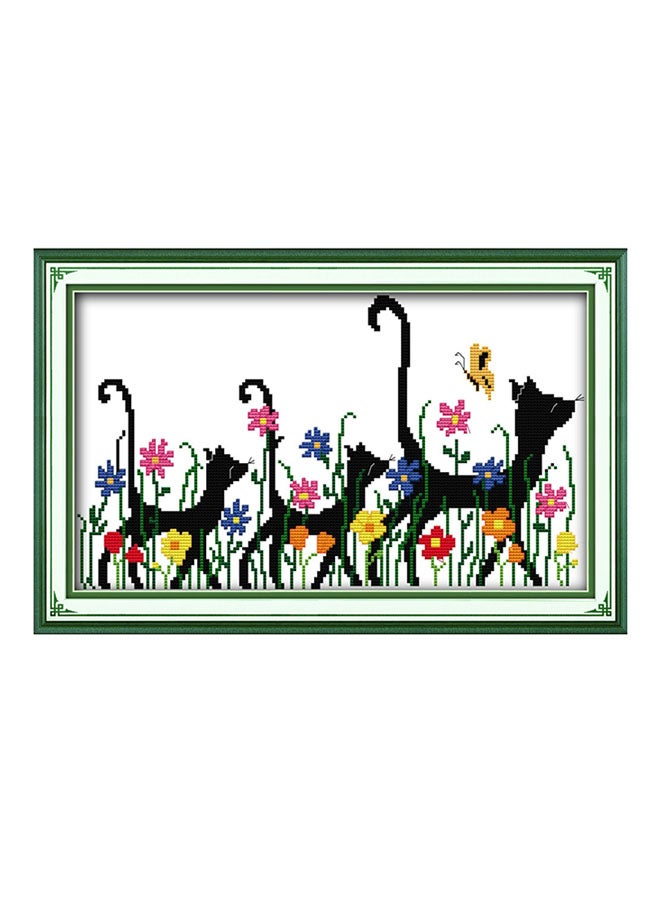 ANSELF DIY Three Animals Pattern Needlework Embroidery Kit Black/Pink/Green - Image 1