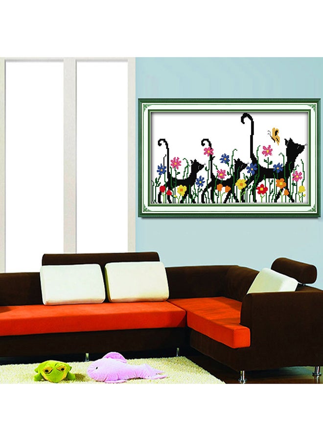 ANSELF DIY Three Animals Pattern Needlework Embroidery Kit Black/Pink/Green - Image 2