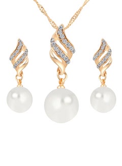 Pearl Spiral Pendant Necklace With Earrings Set