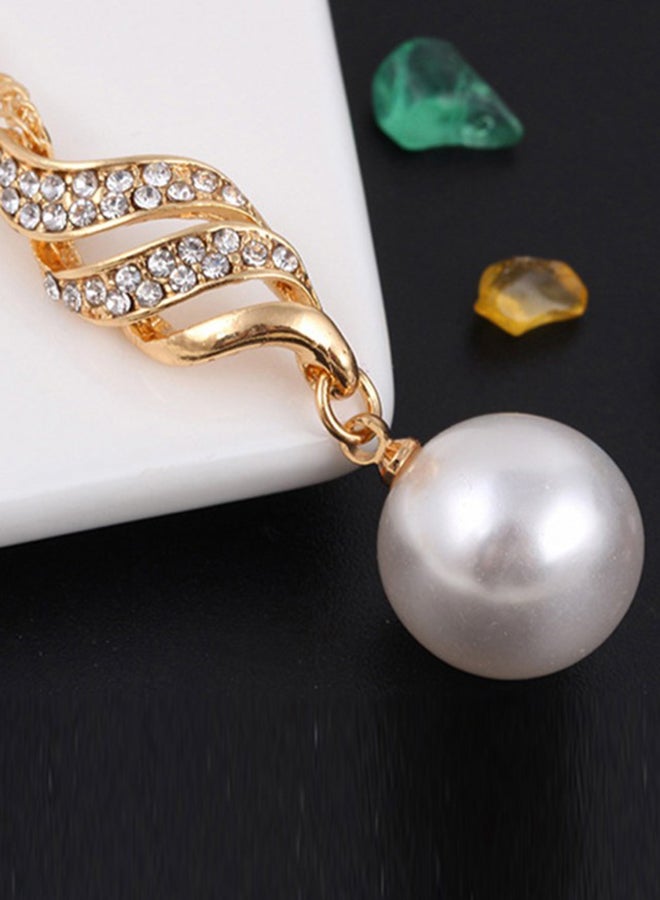 Generic - Pearl Spiral Pendant Necklace With Earrings Set - Image 1