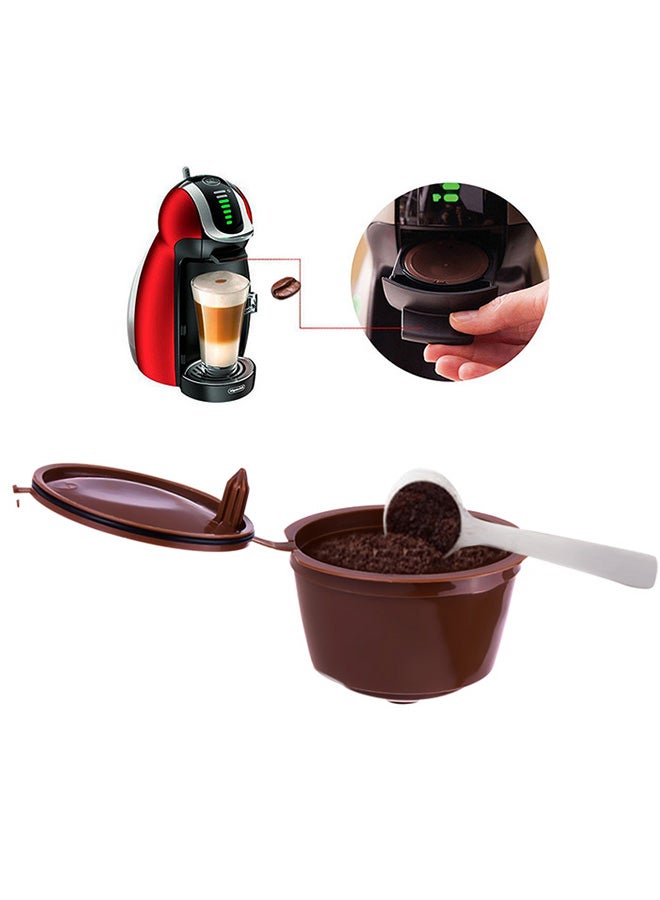 4-Piece Refillable Coffee Capsule With Spoon Brown 11×11×4cm - Image 4