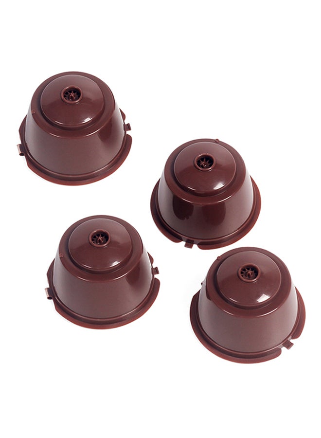 4-Piece Refillable Coffee Capsule With Spoon Brown 11×11×4cm - Image 1