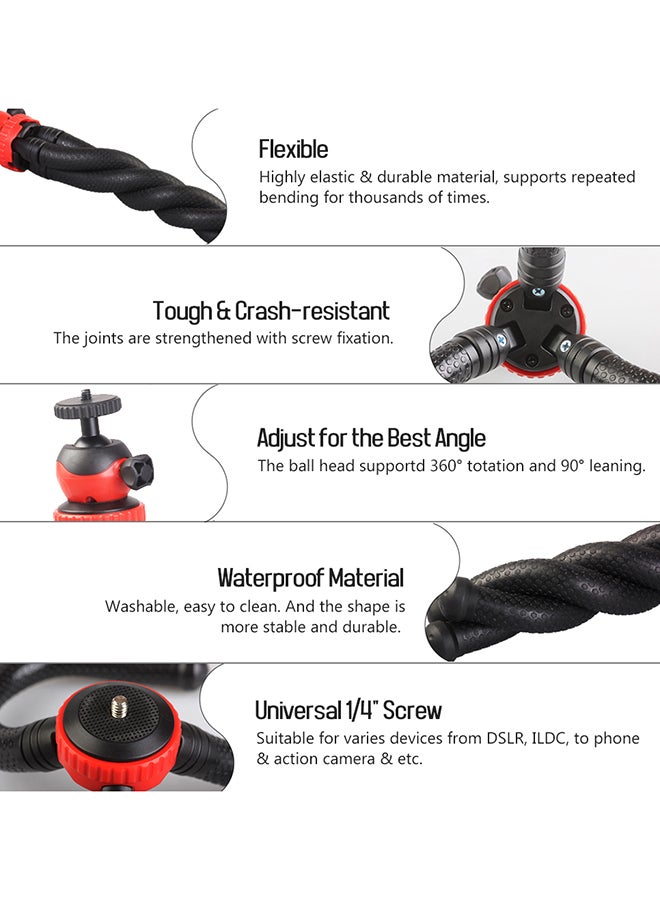 Mini Flexible Octopus Tripod Stand Kit Black/Red - Image 4