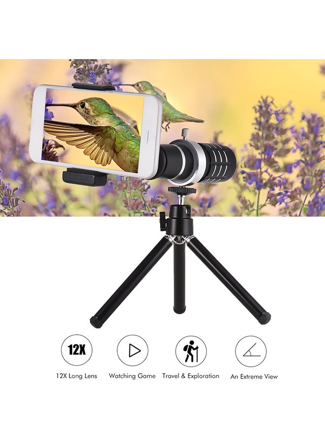 12x Optical Zoom Mobile Phone Telephoto Lens With Tripod Black  - Image 4