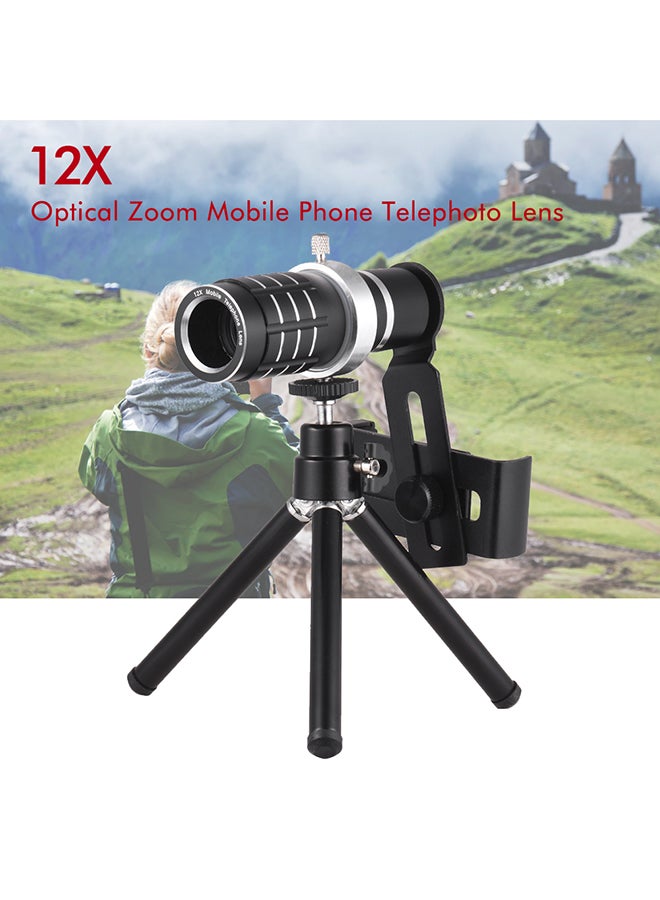 12x Optical Zoom Mobile Phone Telephoto Lens With Tripod Black  - Image 3