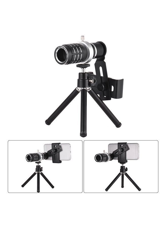 12x Optical Zoom Mobile Phone Telephoto Lens With Tripod Black  - Image 2