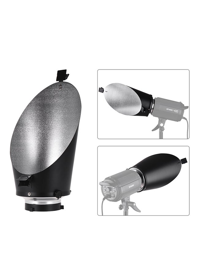 Bowens Mount Diffuser Reflector With Paper Clip For Studio Flash Black/Silver  - Image 2
