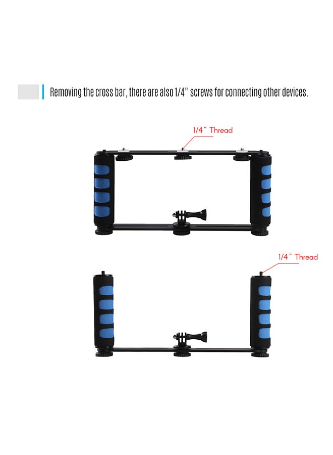 Generic - Dual Handheld Grip Camera Stabilizer Black/Blue - Image 1