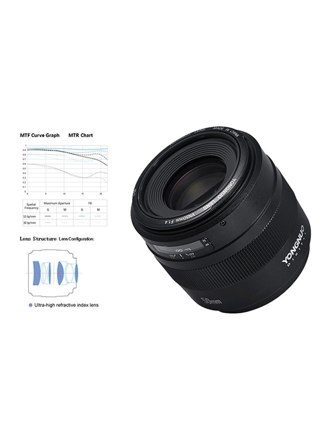 YONGNUO YN50mm F1.4 Standard Prime Lens For Canon Black  - Image 3