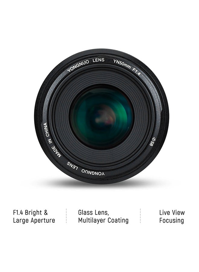 YONGNUO YN50mm F1.4 Standard Prime Lens For Canon Black  - Image 5