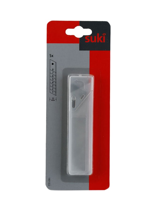 suki 5-Piece Snap-Off Utility Blade Silver 