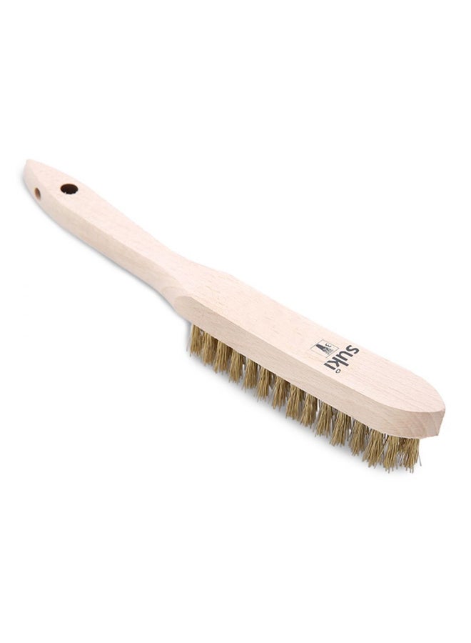 5-Row Brass Plated Wire Cleaning Brush Beige/Brown