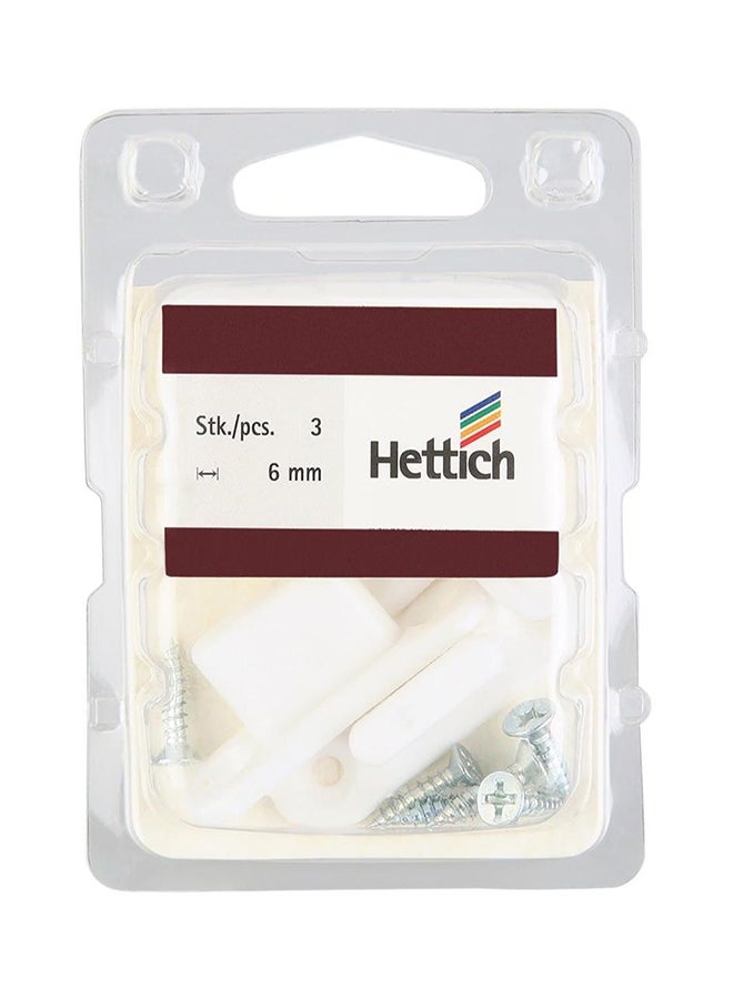 Hettich 3-Piece Floor Glider Set White/Silver 