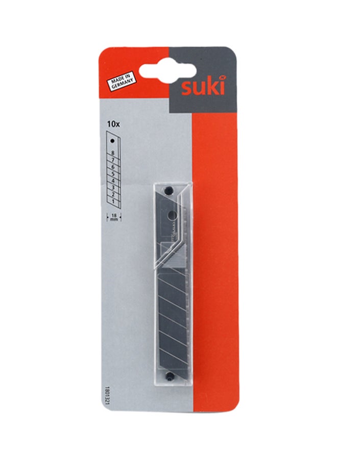 suki 10-Piece Snap Off Utility Blade Set Silver 
