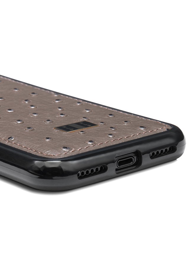 GOLD BLACK Protective Case Cover For Apple iPhone XS Ostrich Grey  - Image 4