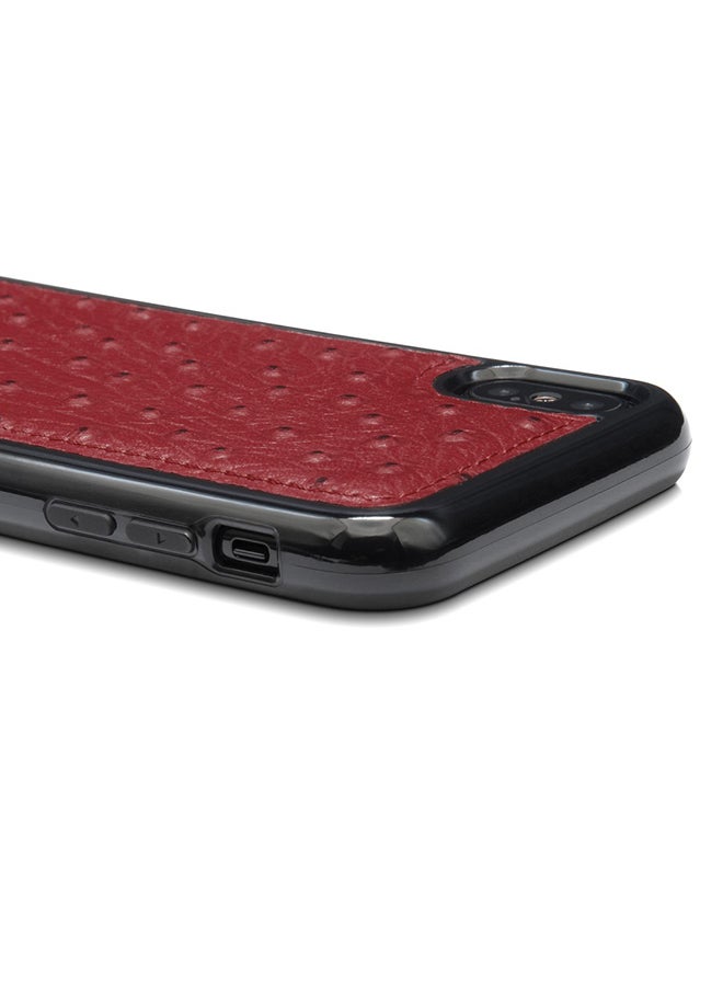 GOLD BLACK Protective Case Cover For Apple iPhone XS Ostrich Red  - Image 4