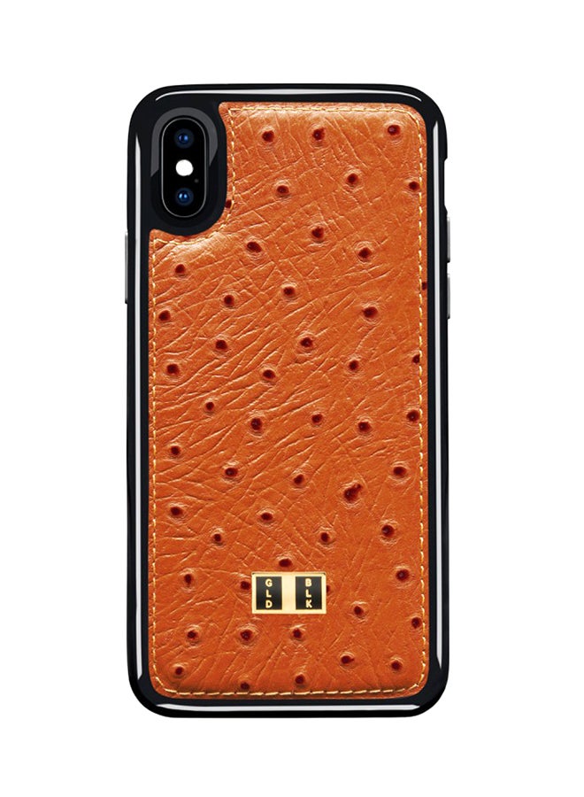 GOLD BLACK Protective Case Cover For Apple iPhone XS Ostrich Orange  - Image 1