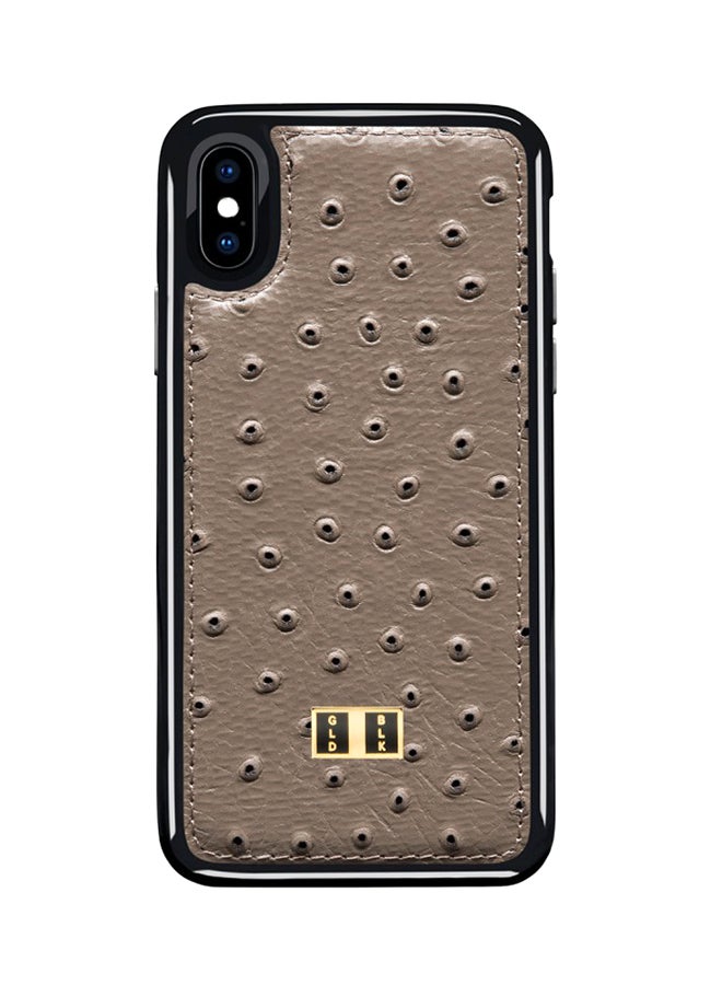 GOLD BLACK Protective Case Cover For Apple iPhone XS Ostrich Grey  - Image 1