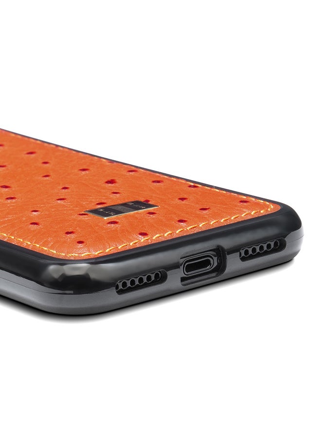 GOLD BLACK Protective Case Cover For Apple iPhone XS Ostrich Orange  - Image 4