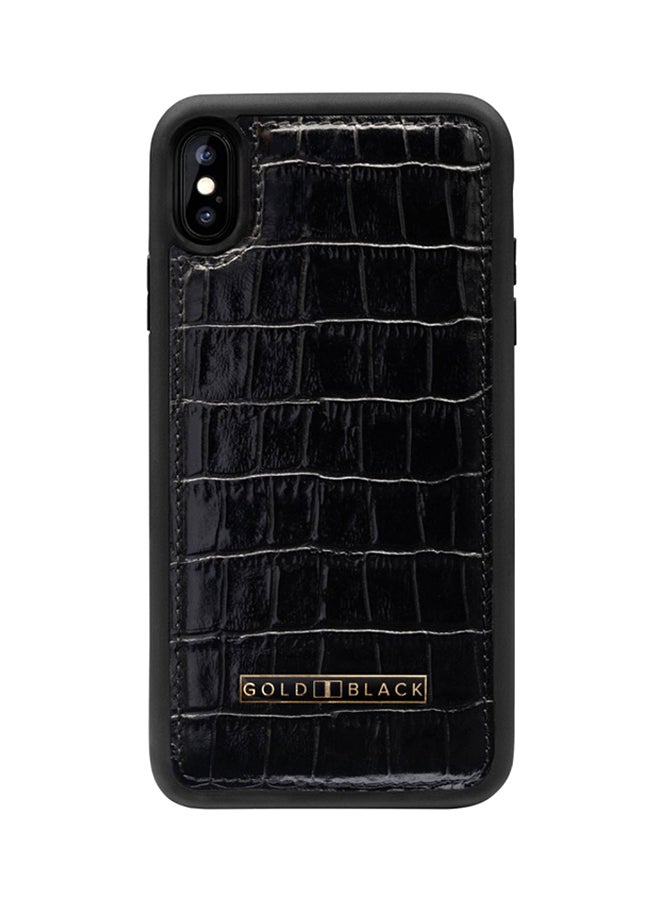 GOLD BLACK Protective Case Cover For Apple iPhone XS Max Croco Black  - Image 1