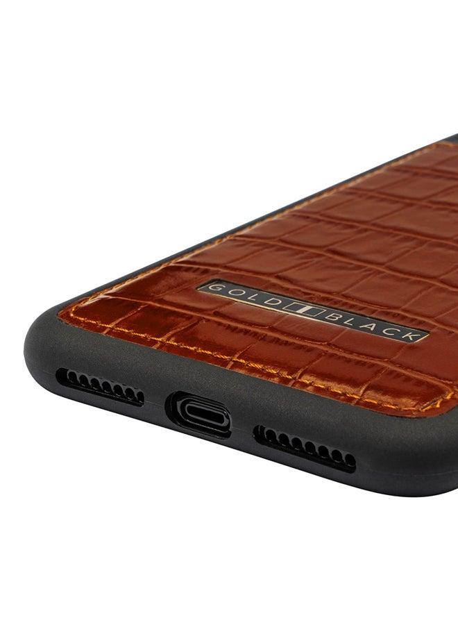 GOLD BLACK Protective Case Cover For Apple iPhone XS Max Croco Brown  - Image 2