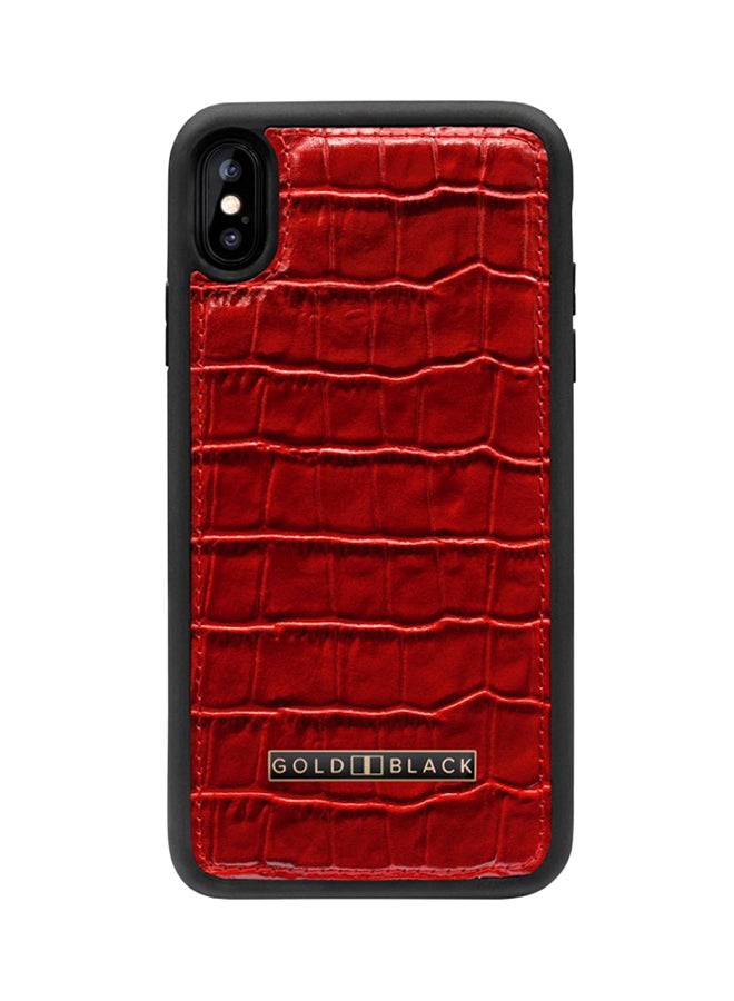 GOLD BLACK Protective Case Cover For Apple iPhone XS Max Croco Red  - Image 1