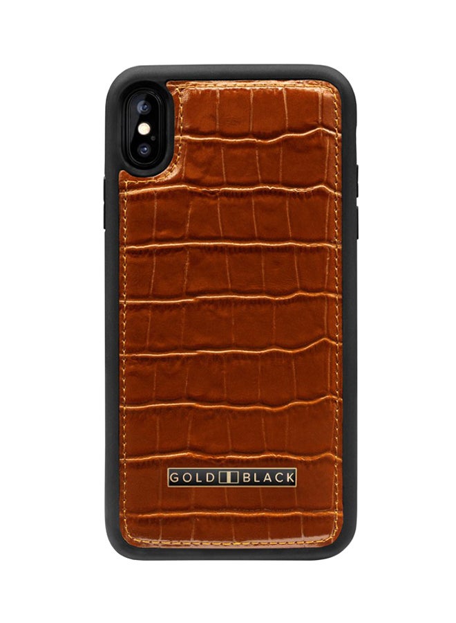 GOLD BLACK Protective Case Cover For Apple iPhone XS Max Croco Brown  - Image 1