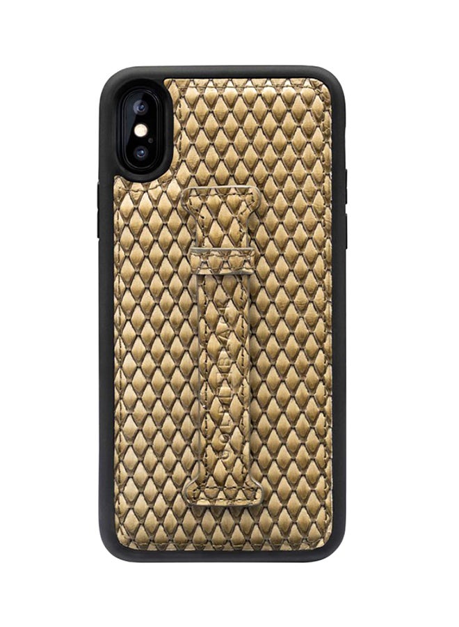 GOLD BLACK Protective Case Cover For Apple iPhone X/XS With Finger Holder Sara Beige  - Image 1