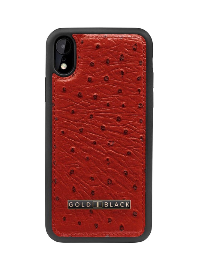 GOLD BLACK Protective Case Cover For Apple iPhone XR Ostrich Red  - Image 1