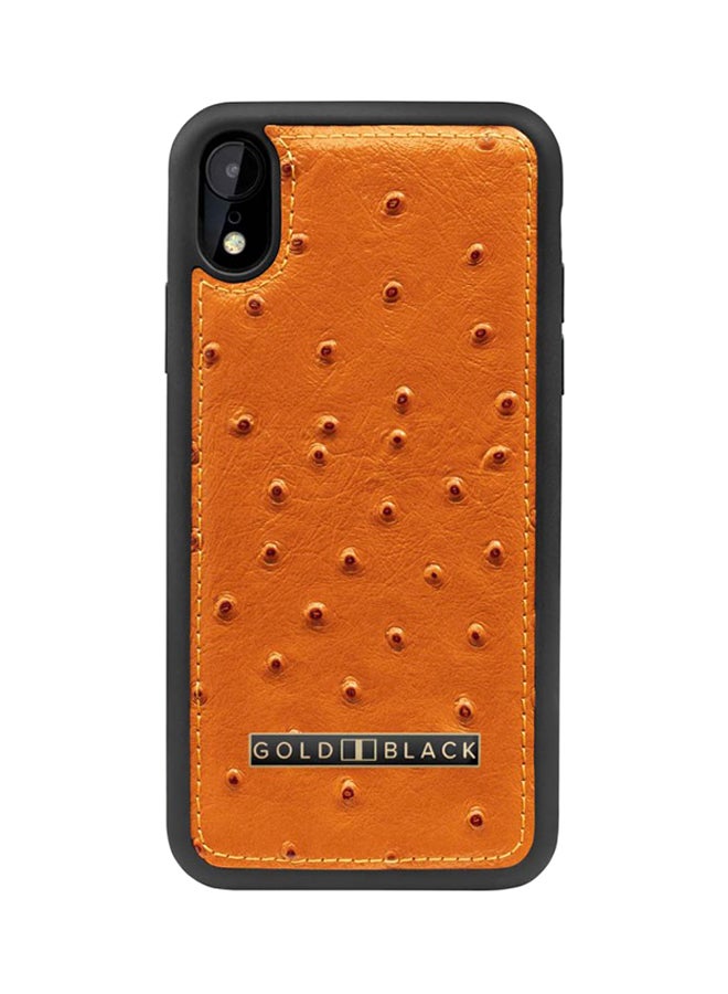 GOLD BLACK Protective Case Cover For Apple iPhone XR Ostrich Orange  - Image 1