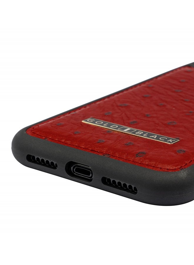 GOLD BLACK Protective Case Cover For Apple iPhone XR Ostrich Red  - Image 3