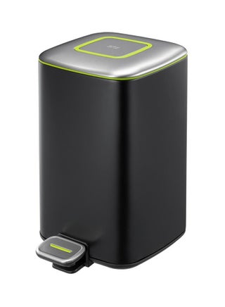 Square Step Trash Bin With Soft Closing Lid Black/Silver 12Liters - v1543492644/N19470979A_3