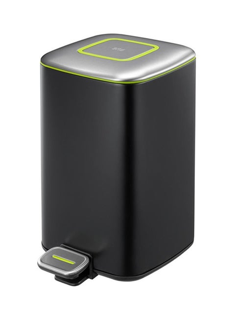 Square Step Trash Bin With Soft Closing Lid Black/Silver 12Liters