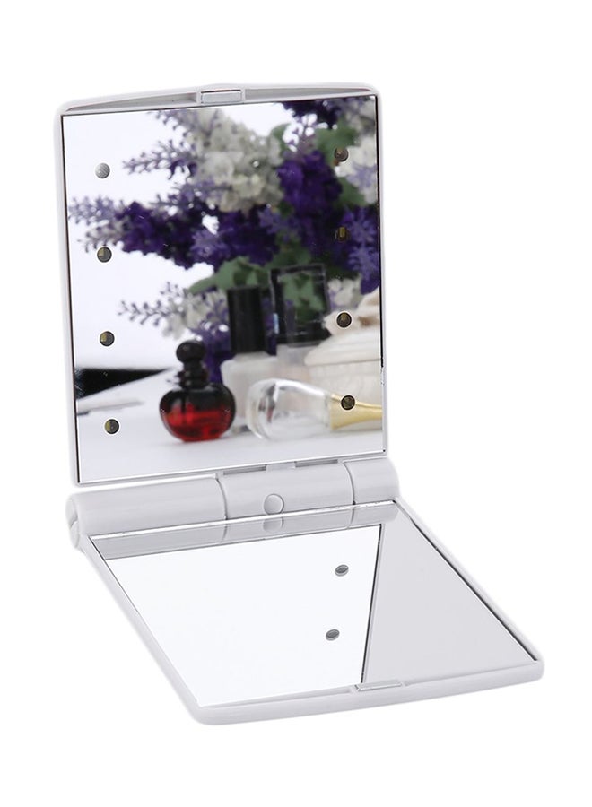 مرآة قابلة للطي مزودة بثمانية مصابيح LED أبيض/ شفاف - Image 1