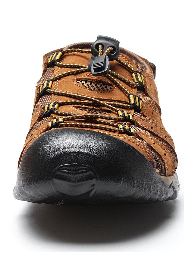 Leather Closed Toe Casual Sandals Light Brown  - Image 2