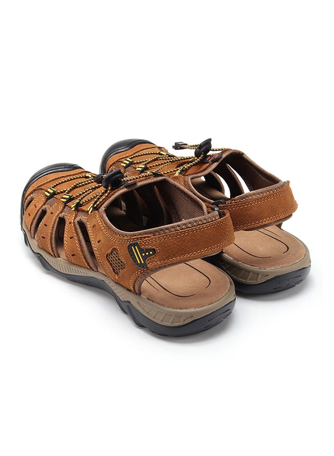 Leather Closed Toe Casual Sandals Light Brown  - Image 3