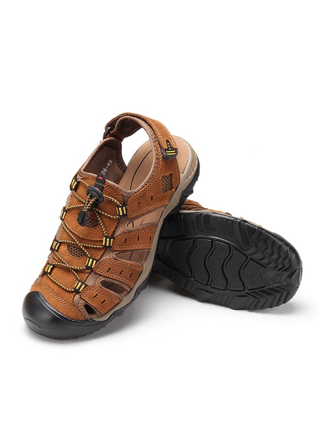Leather Closed Toe Casual Sandals Light Brown  - Image 4