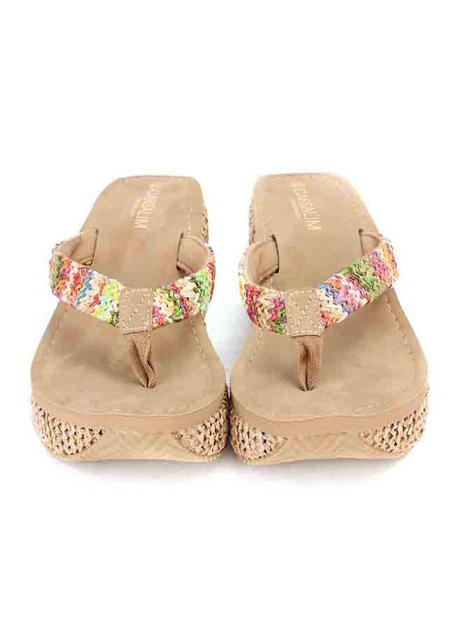 Boho High Heel Flip Flops Beige  - Image 2